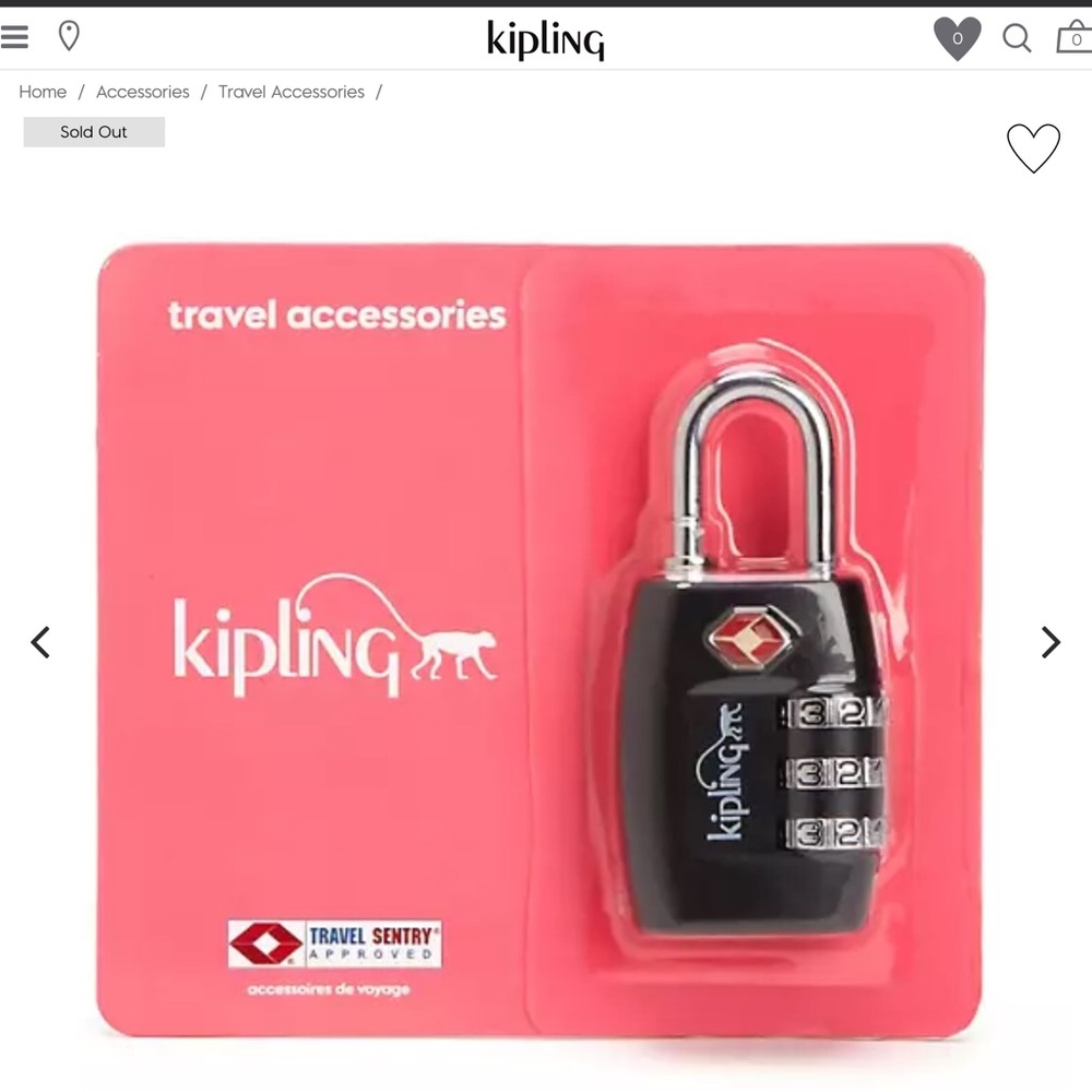 Kipling black TSA lock